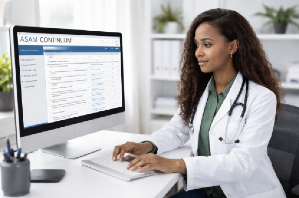 Clinician viewing ASAM CONTINUUM on desktop