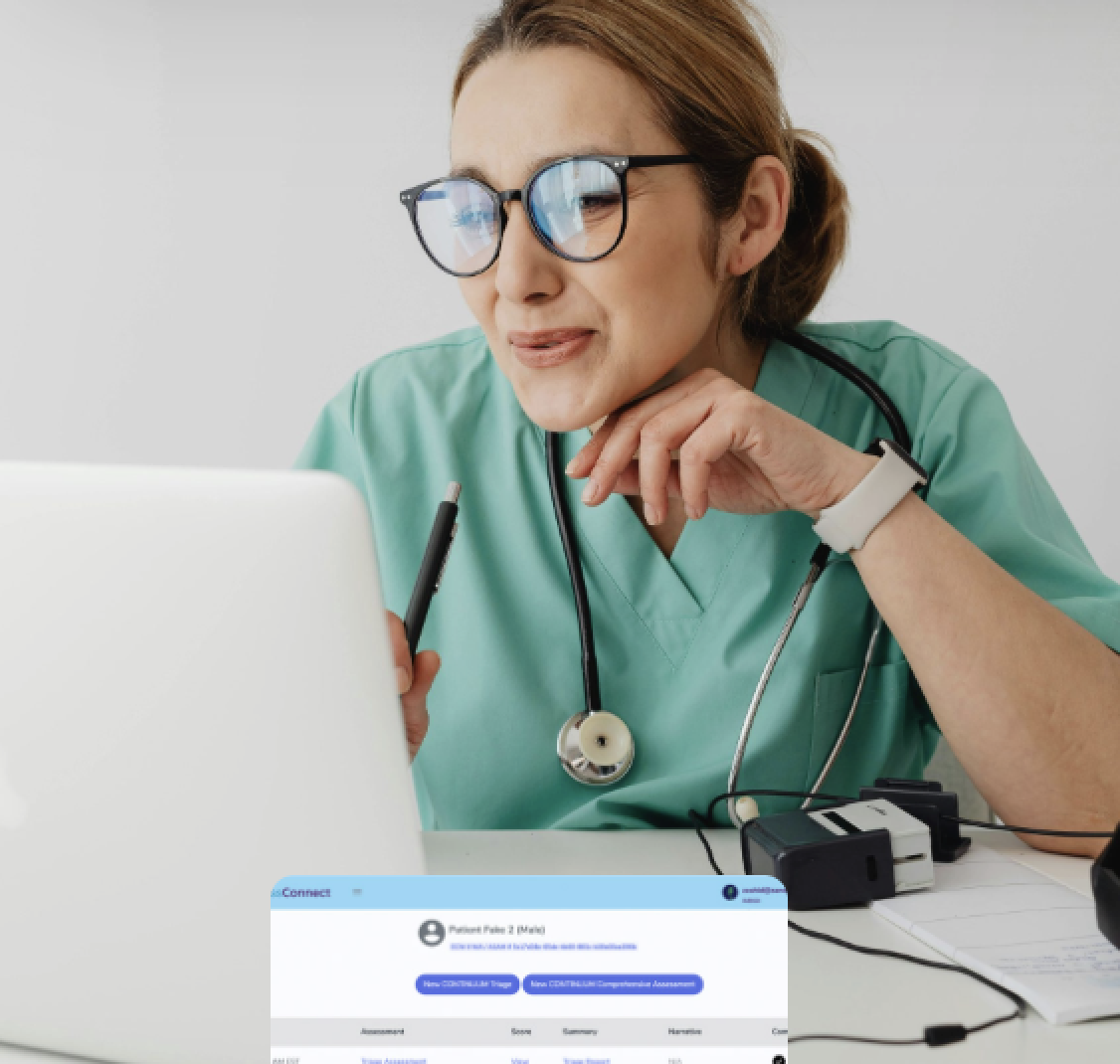 Clinician reviewing an assessment on a laptop